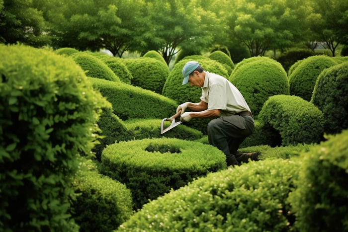 园丁修剪植物花园园艺