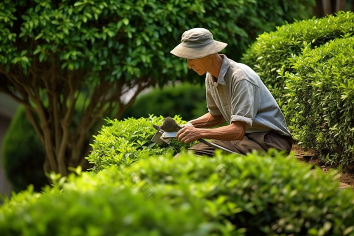 园丁修剪植物绿色园艺