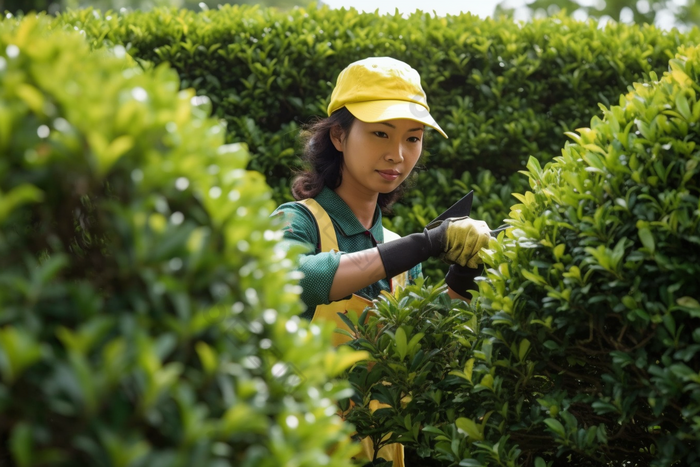 园丁修剪植物绿色园艺