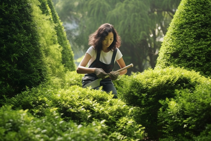 园丁修剪植物花园园艺花园