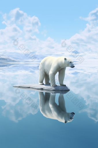 北极熊站在冰上爬行动物自然
