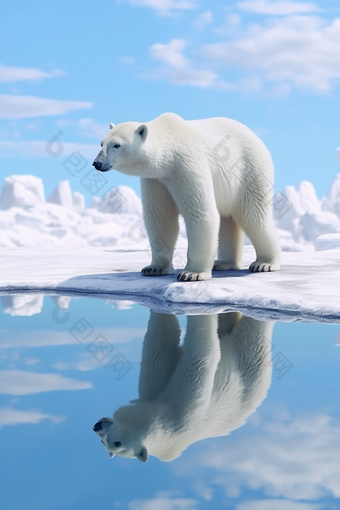 北极熊站在冰上哺乳动物自然