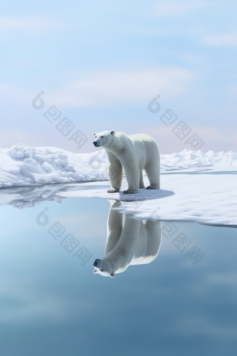 北极熊站在冰上爬行动物<strong>野生</strong>