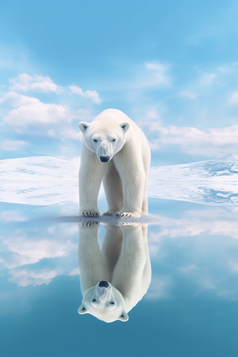 北极熊站在冰上摄影图3