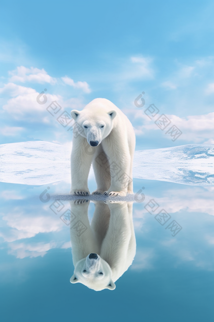 北极熊站在冰上爬行动物动物世界
