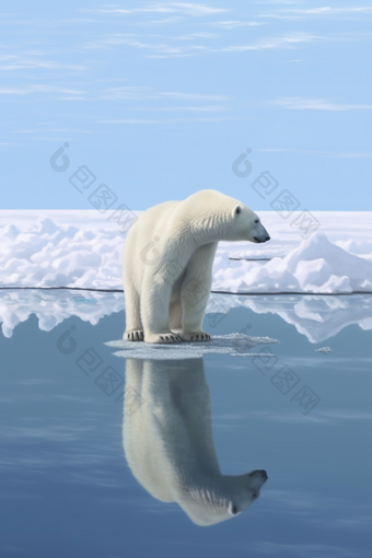 北极熊站在冰上哺乳动物野生动物