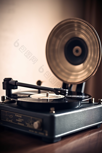 复古黑胶唱片留声机播放仪器