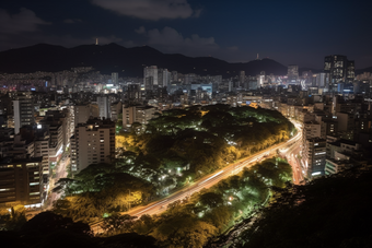 城市夜景车水马龙道路交通