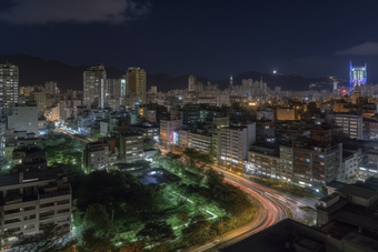 城市夜景车水马龙道路高楼