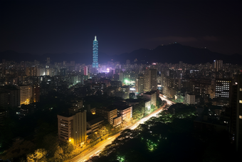 城市夜景车水马龙交通高楼