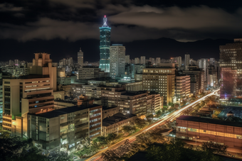 城市夜景车水马龙环境高楼