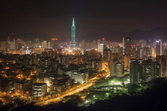 城市夜景车水马龙道路灯光