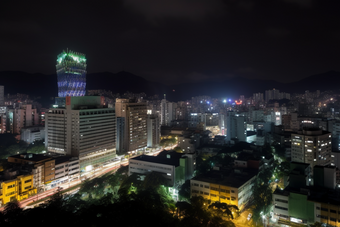 城市夜景车水马龙交通环境