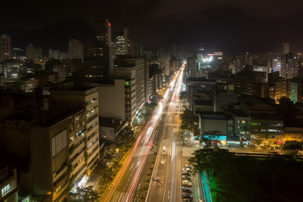 城市夜景车水马龙灯光大厦