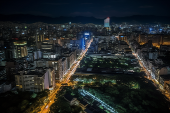 城市夜景车水马龙夜晚灯光