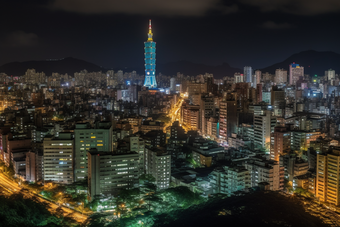 城市夜景车水马龙景色高楼