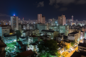 城市夜景车水马龙交通景色