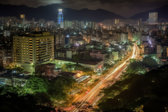 城市夜景车水马龙环境灯光