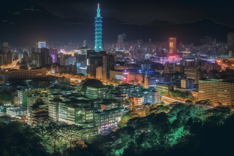 城市夜景车水马龙夜晚道路