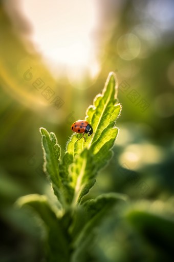 绿植上的瓢虫<strong>特写</strong>植物阳光