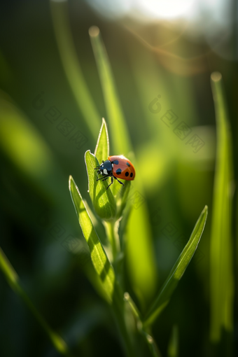 绿植上的<strong>瓢虫特写</strong>自然空气