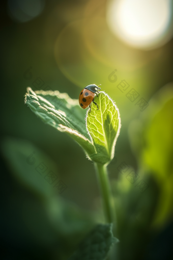 绿植上的瓢虫特写植物<strong>空气</strong>