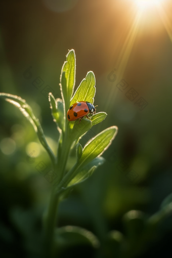 绿植上的瓢虫<strong>特写</strong>自然新鲜