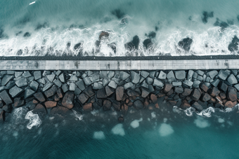 大海边界海岸线水浪花图片