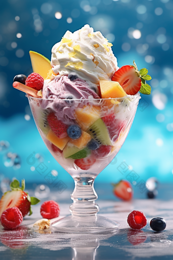冰淇淋水果杯奶油美食