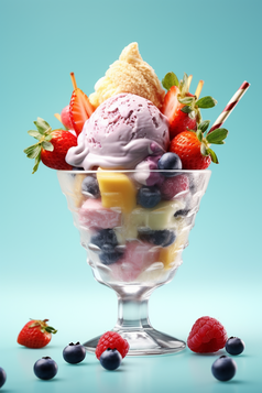 冰淇淋水果杯摄影图17