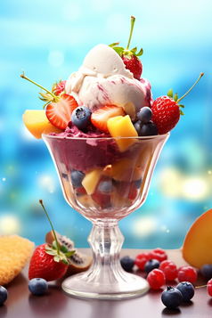 冰淇淋水果杯摄影图10