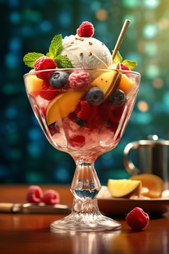 冰淇淋水果杯摄影图8