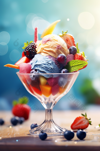 冰淇淋水果杯雪糕夏天
