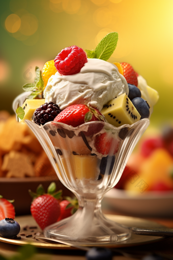 冰淇淋水果杯雪糕美食