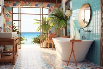 艺术瓷砖装饰的浴室艺术室内装饰