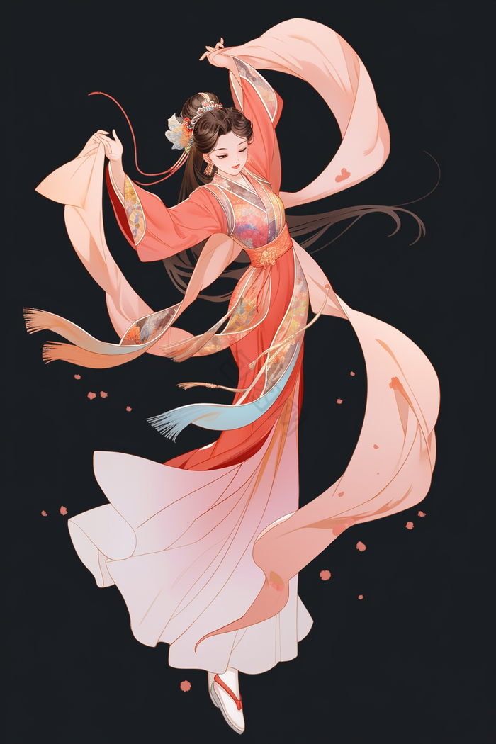 中秋古风汉服女孩跳舞