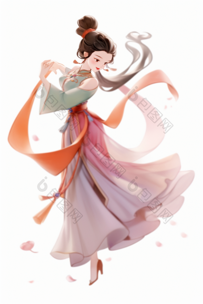 古风汉服女孩跳舞朝代png下载-包图网