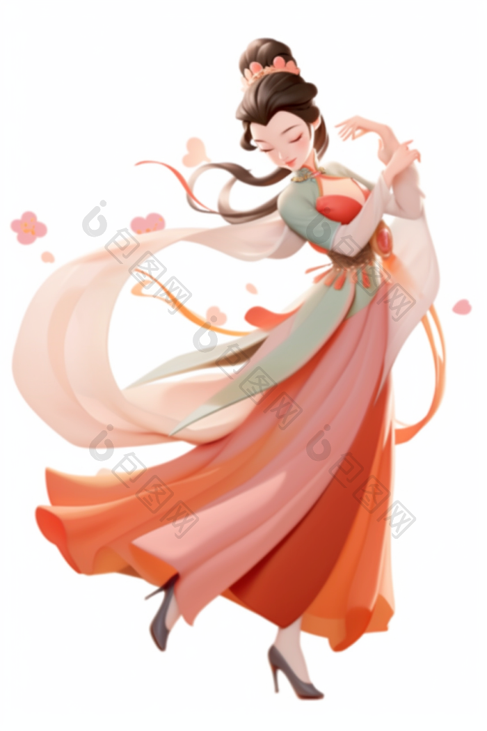 古风汉服女孩跳舞png下载-包图网
