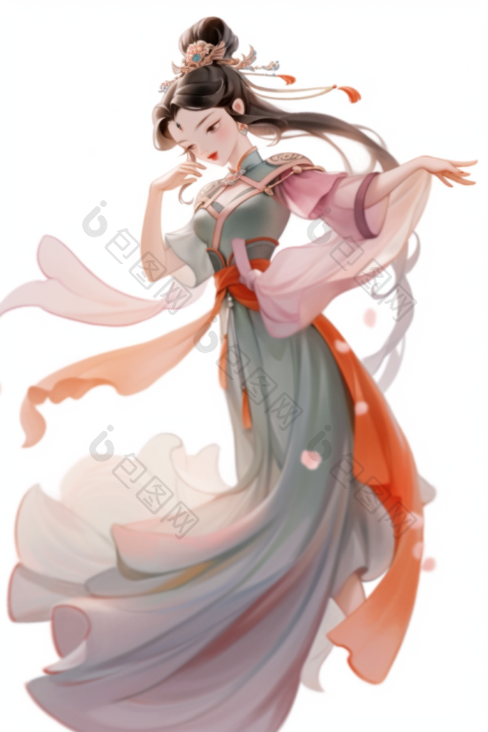 古风汉服女孩跳舞png下载-包图网