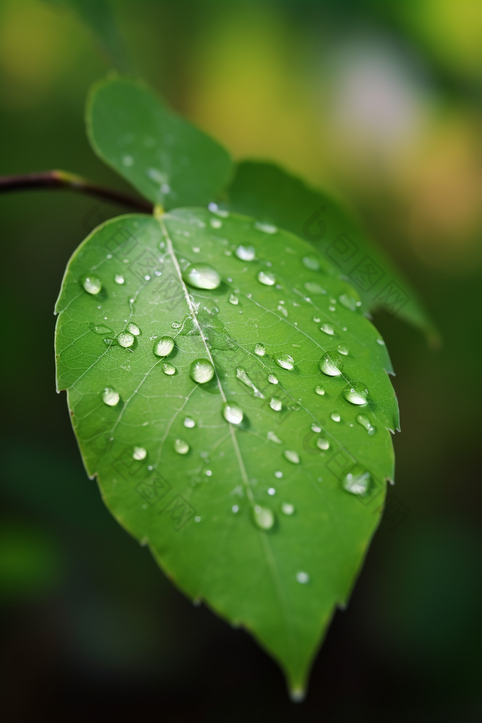 植物上的露珠近距水滴雨季
