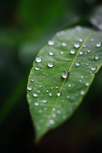 植物上的露珠近距水滴下雨