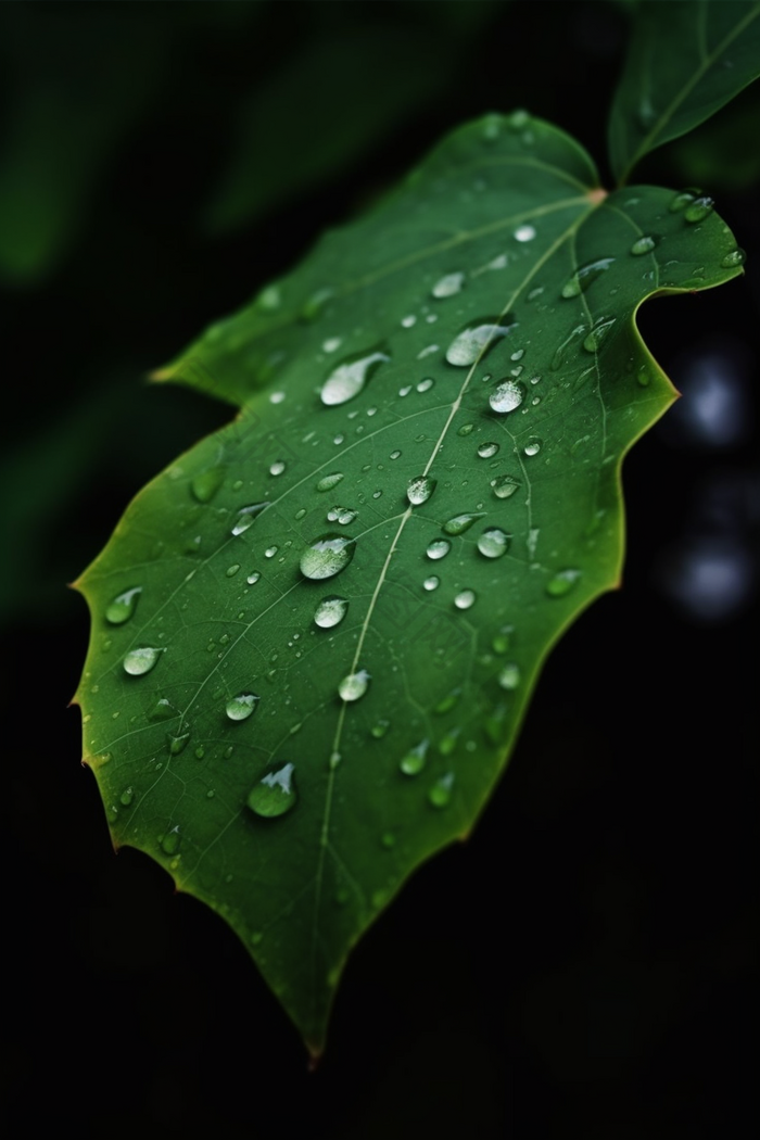 植物上的露珠近距水珠雨天