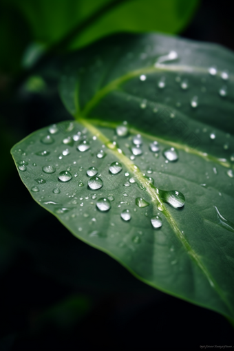 植物上的露珠近距水珠下雨