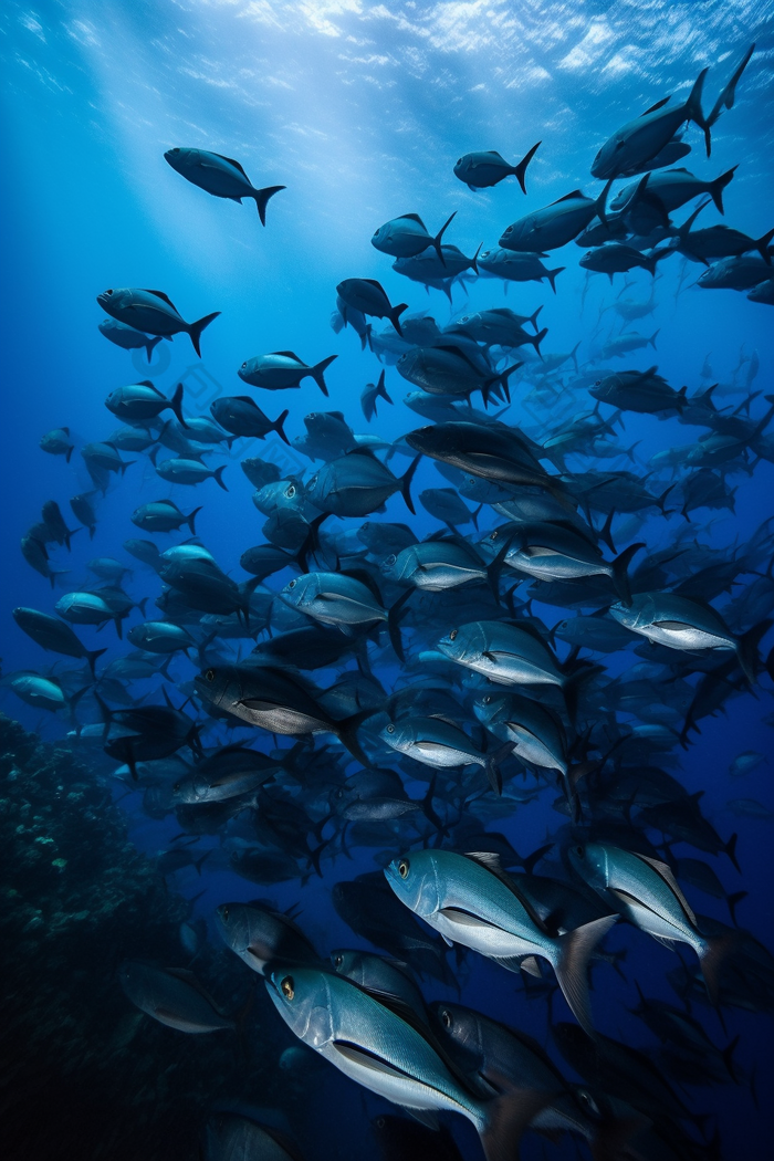海底的深海鱼群类成群结对