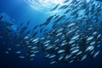 海底的深海鱼群横图海水群