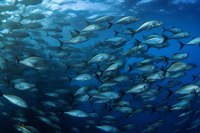 海底的深海鱼群横图海水热带