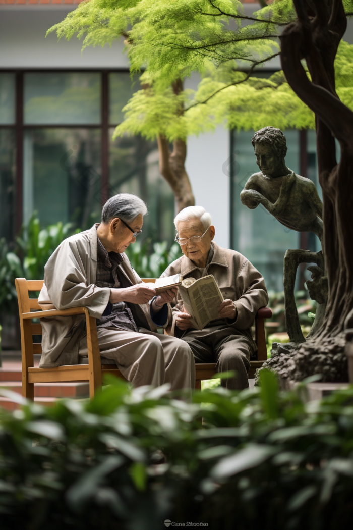 疗养院的老人们图片-包图网