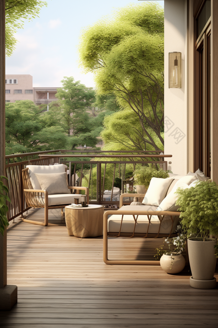 惬意露天绿植阳台植物沙发