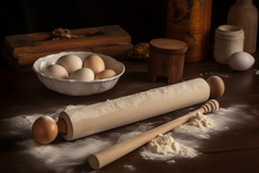鸡蛋面粉擀面杖摄影图15