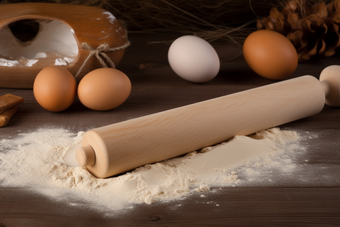 鸡蛋面粉擀面杖小麦粉砧板